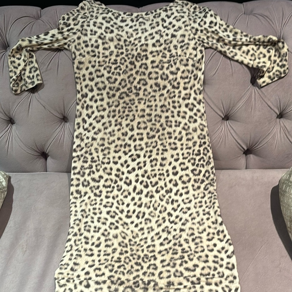 Oui beige leopard dress with half sleeves in 4